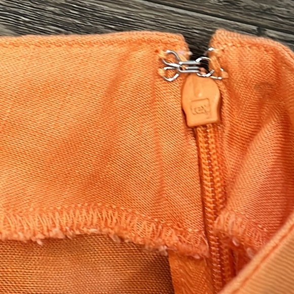 H&M Linen Viscose Orange Faux Wrap Long Column Skirt Shell Button Bright Sz 14 - Picture 6 of 12